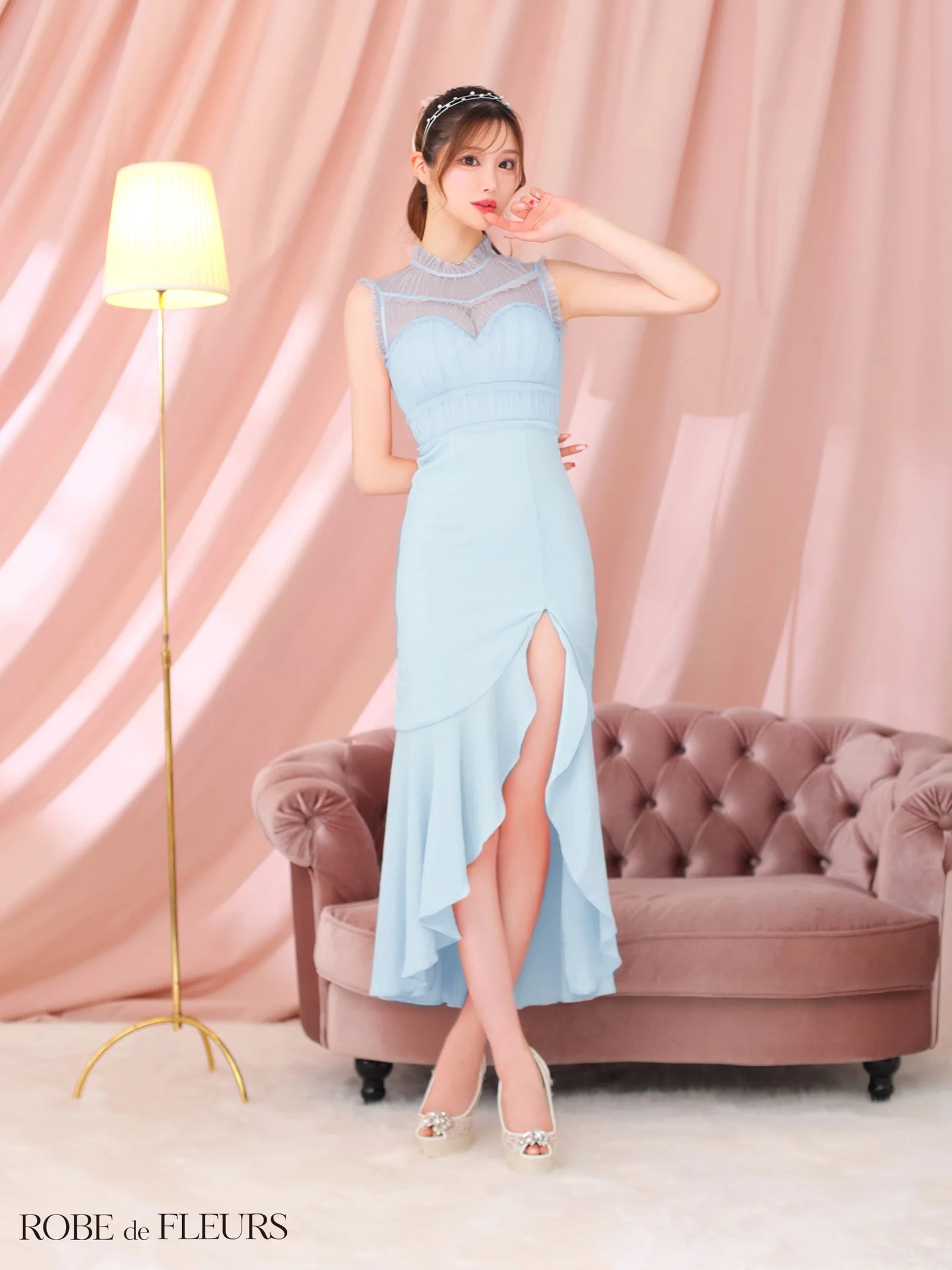 ROBE de FLEURS ローブドフルール デコルテシアーフレアスリットヴィーナスキャバドレス fm3241-c