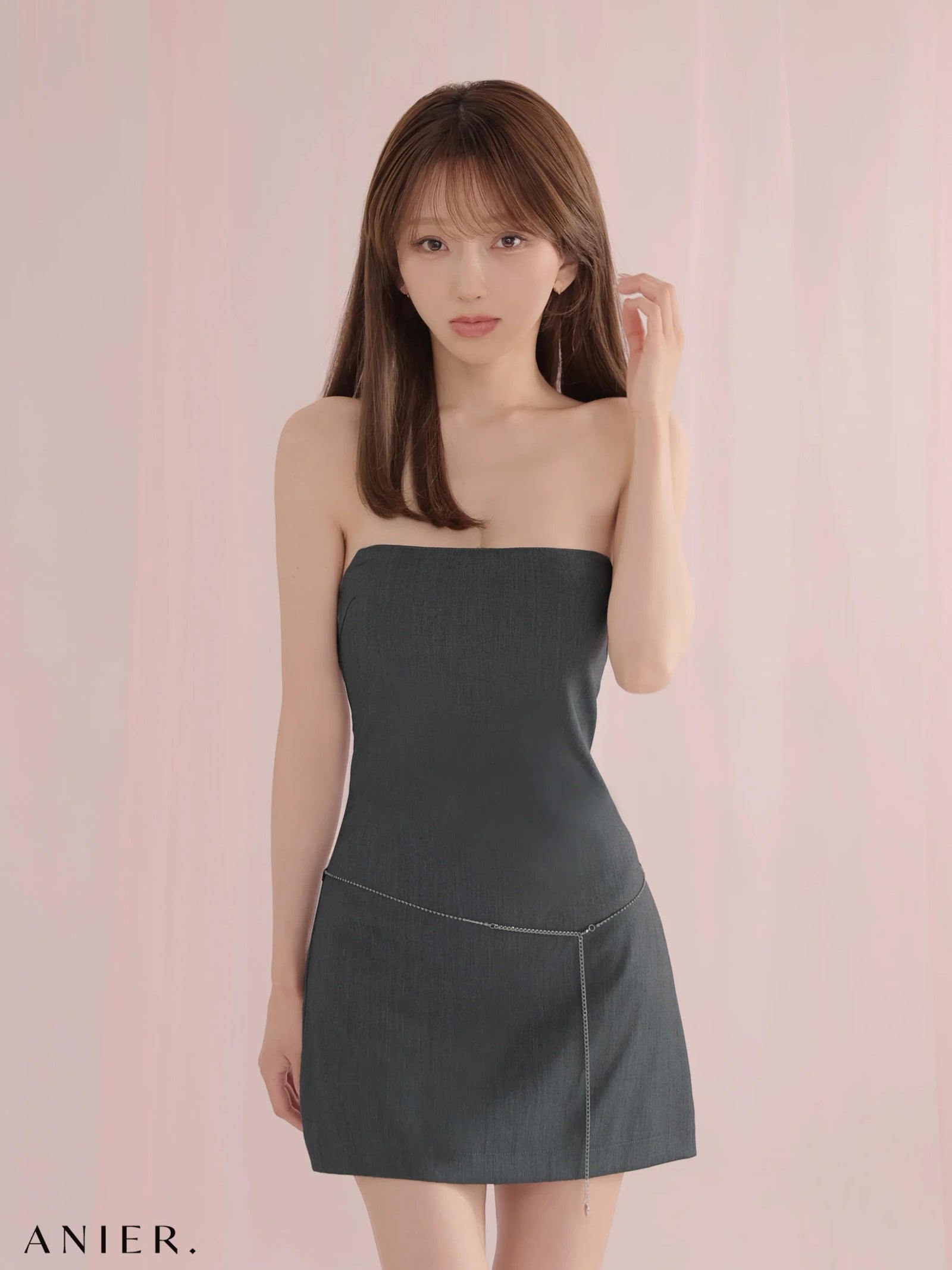 ROBE de FLEURS anier.ROBE ローブドフルール アニエルローブ 【XSサイズあり】Minimal chain belt mini dress（anier4077） fm-anier4077-c