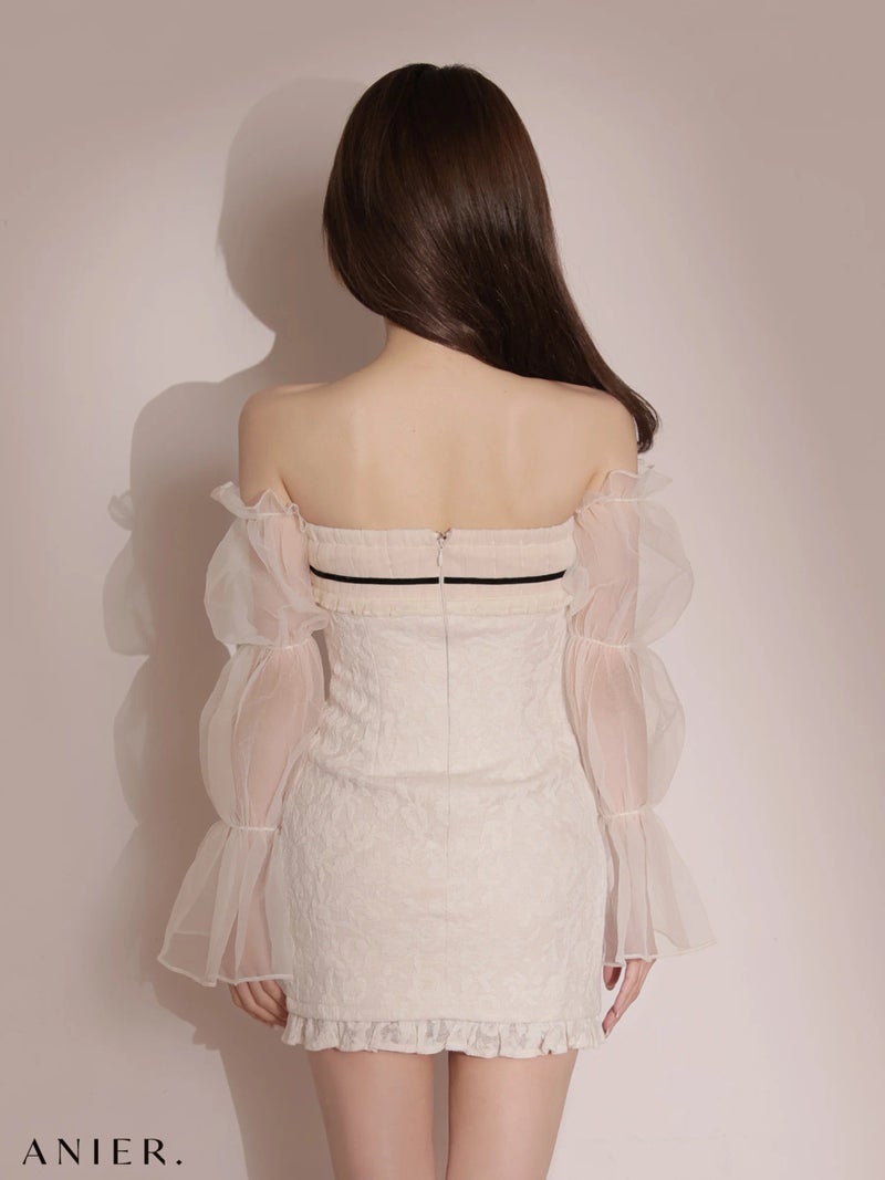 ROBE de FLEURS anier.ROBE ローブドフルール アニエルローブ 【XSサイズあり】2way sleeve wanghong bare mini dress（anier4078） fm-anier4078-c