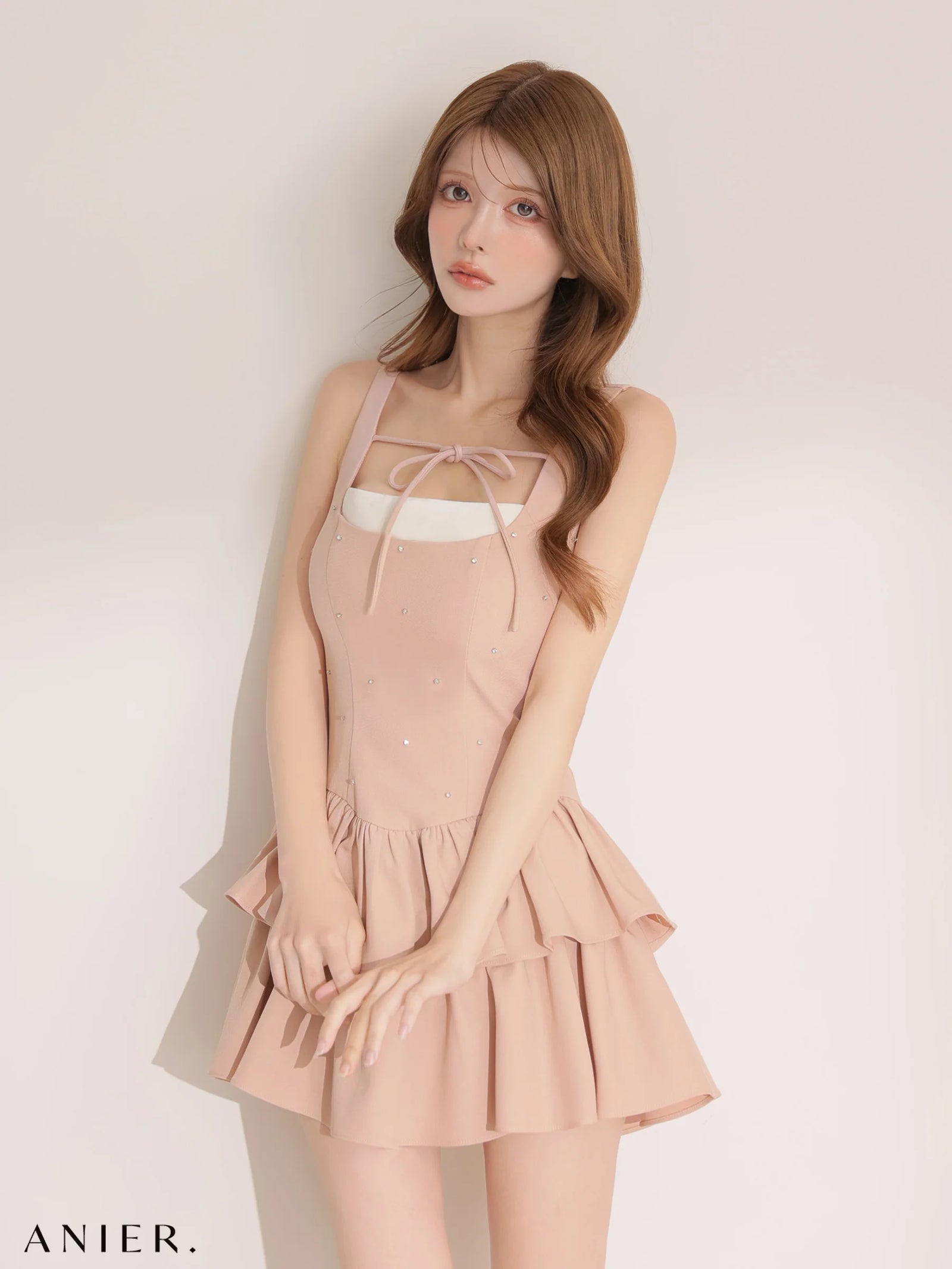 ROBE de FLEURS anier.ROBE ローブドフルール アニエルローブ 【XSサイズあり】Mute feminine tiered mini dress（anier4079） fm-anier4079-c