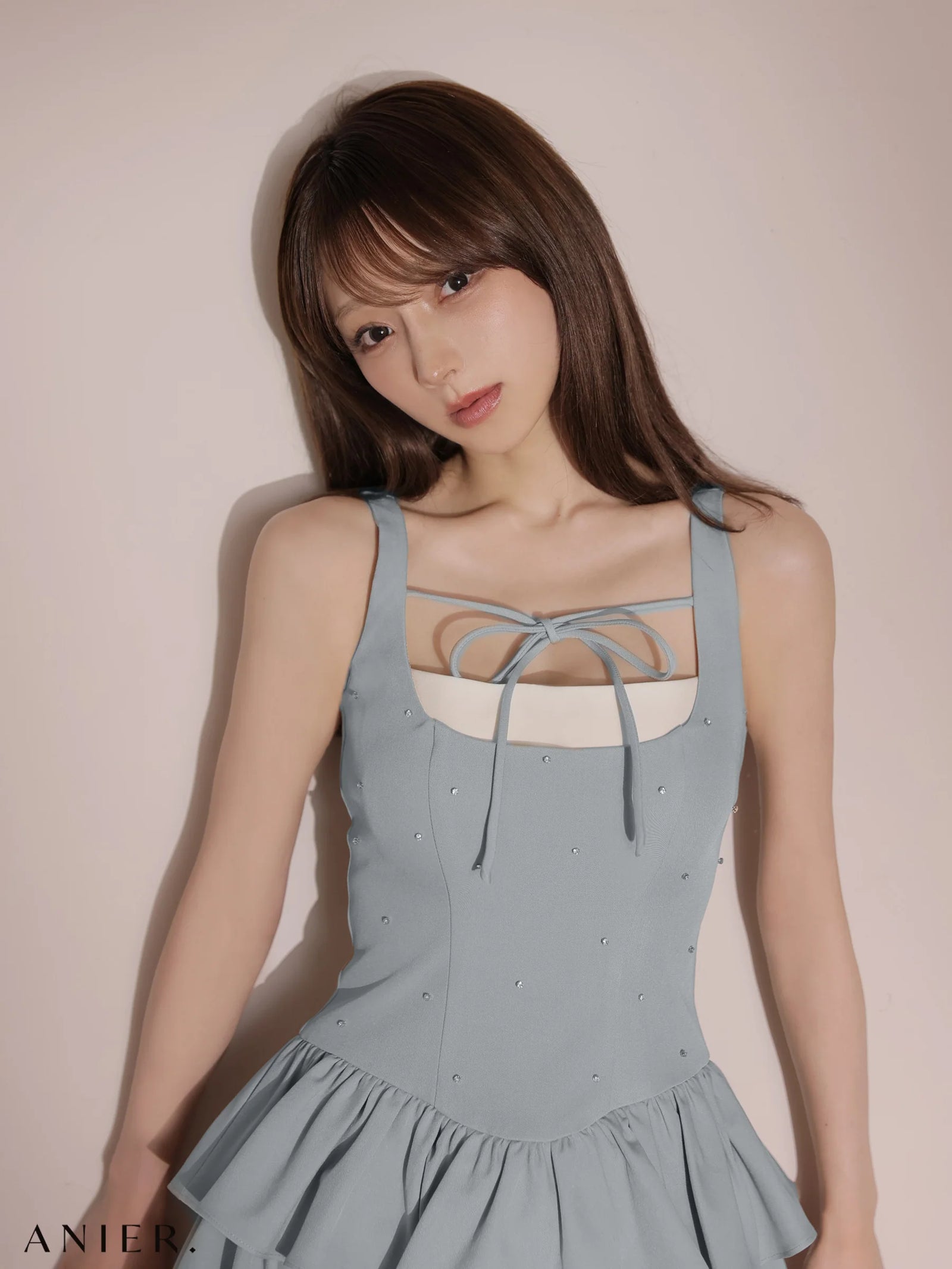 ROBE de FLEURS anier.ROBE ローブドフルール アニエルローブ 【XSサイズあり】Mute feminine tiered mini dress（anier4079） fm-anier4079-c