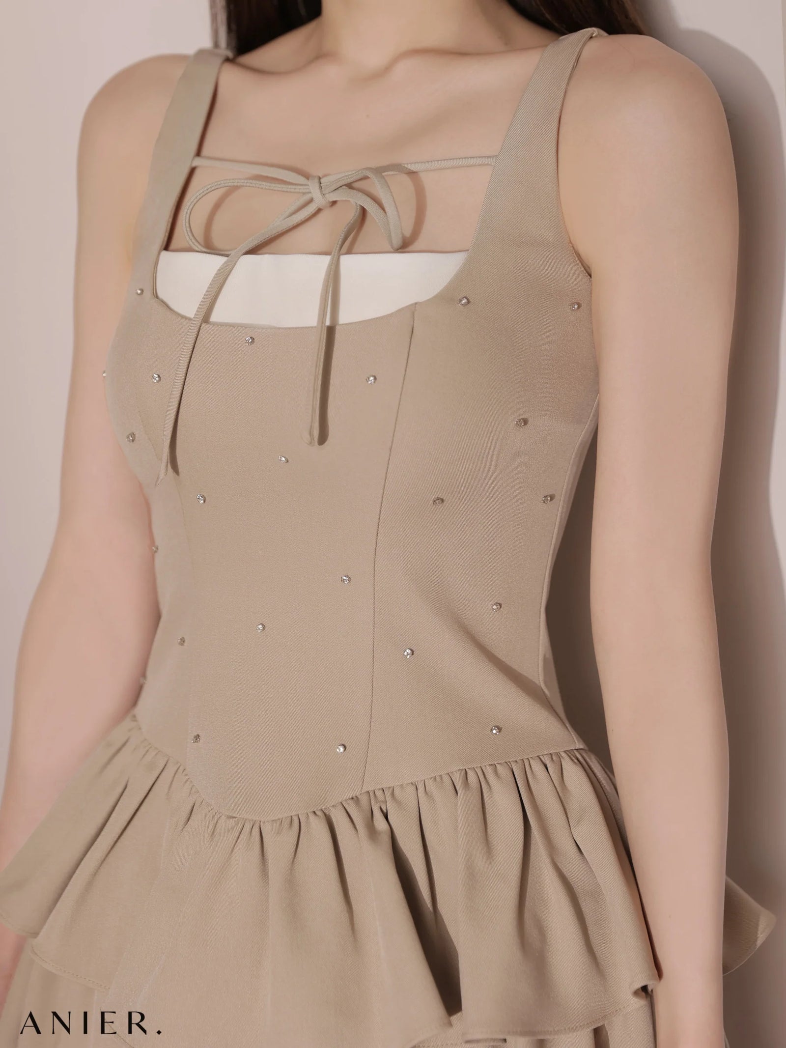 ROBE de FLEURS anier.ROBE ローブドフルール アニエルローブ 【XSサイズあり】Mute feminine tiered mini dress（anier4079） fm-anier4079-c