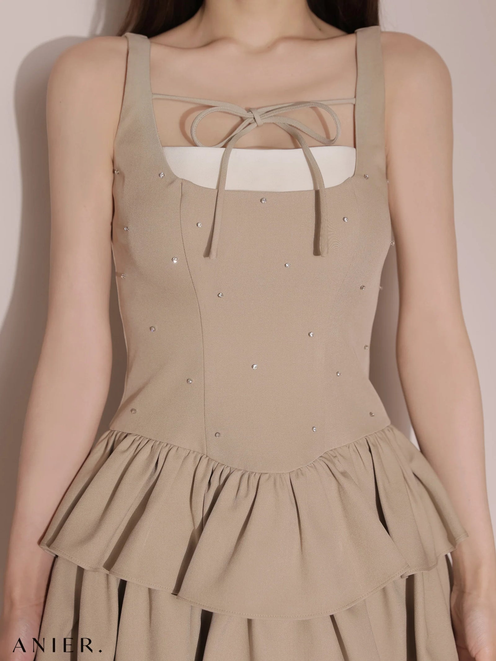 ROBE de FLEURS anier.ROBE ローブドフルール アニエルローブ 【XSサイズあり】Mute feminine tiered mini dress（anier4079） fm-anier4079-c