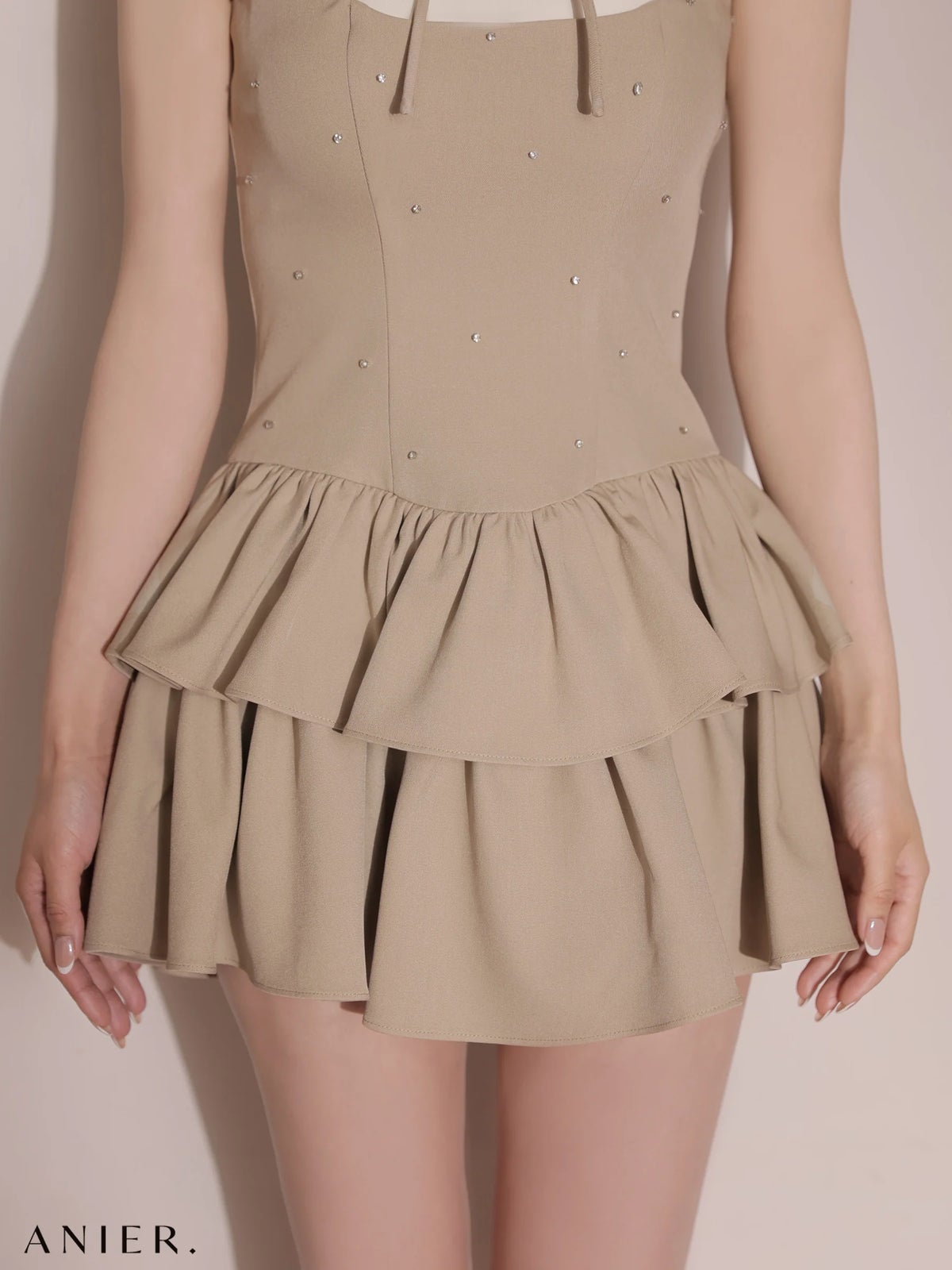 ROBE de FLEURS anier.ROBE ローブドフルール アニエルローブ 【XSサイズあり】Mute feminine tiered mini dress（anier4079） fm-anier4079-c
