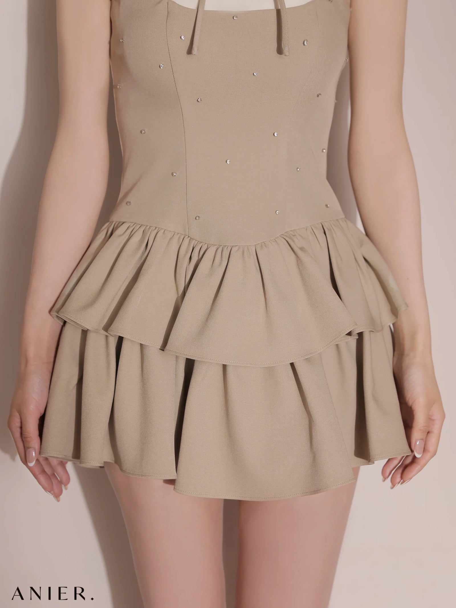 ROBE de FLEURS anier.ROBE ローブドフルール アニエルローブ 【XSサイズあり】Mute feminine tiered mini dress（anier4079） fm-anier4079-c