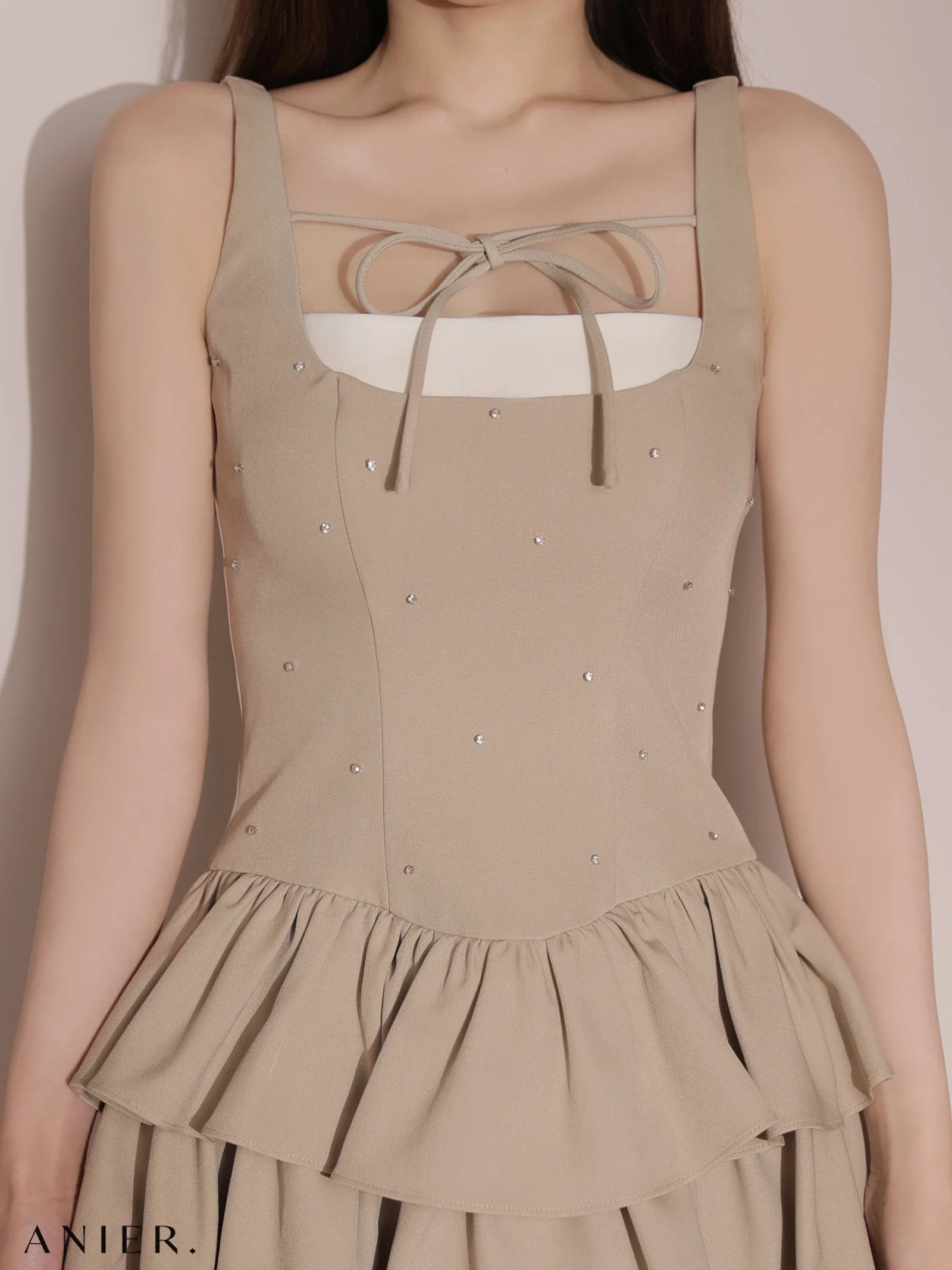 ROBE de FLEURS anier.ROBE ローブドフルール アニエルローブ 【XSサイズあり】Mute feminine tiered mini dress（anier4079） fm-anier4079-c