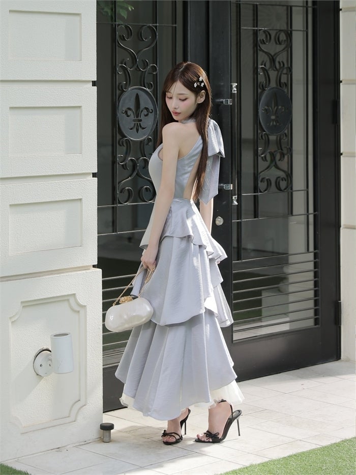 ROBE de FLEURS ローブドフルール 【りこちゃんコラボドレス】Divine flow halter long dress fm4234-c
