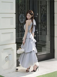 ROBE de FLEURS ローブドフルール 【りこちゃんコラボドレス】Divine flow halter long dress fm4234-c