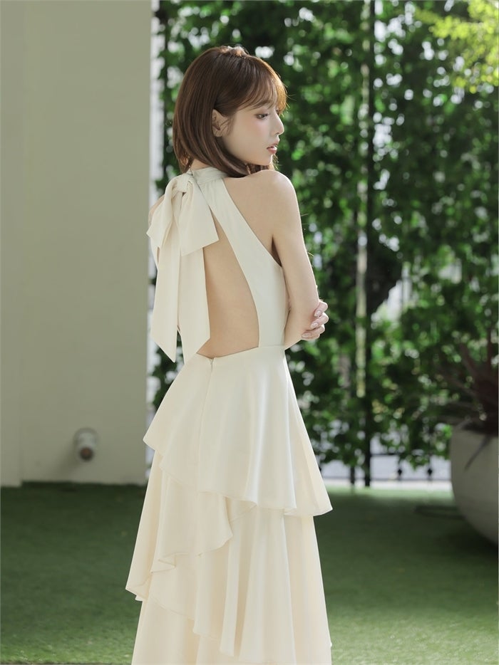 ROBE de FLEURS ローブドフルール 【りこちゃんコラボドレス】Divine flow halter long dress fm4234-c