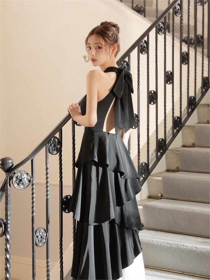 ROBE de FLEURS ローブドフルール 【りこちゃんコラボドレス】Divine flow halter long dress fm4234-c