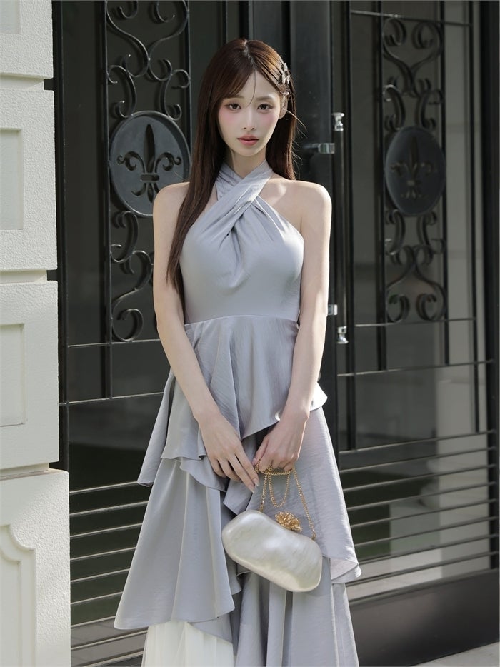 ROBE de FLEURS ローブドフルール 【りこちゃんコラボドレス】Divine flow halter long dress fm4234-c