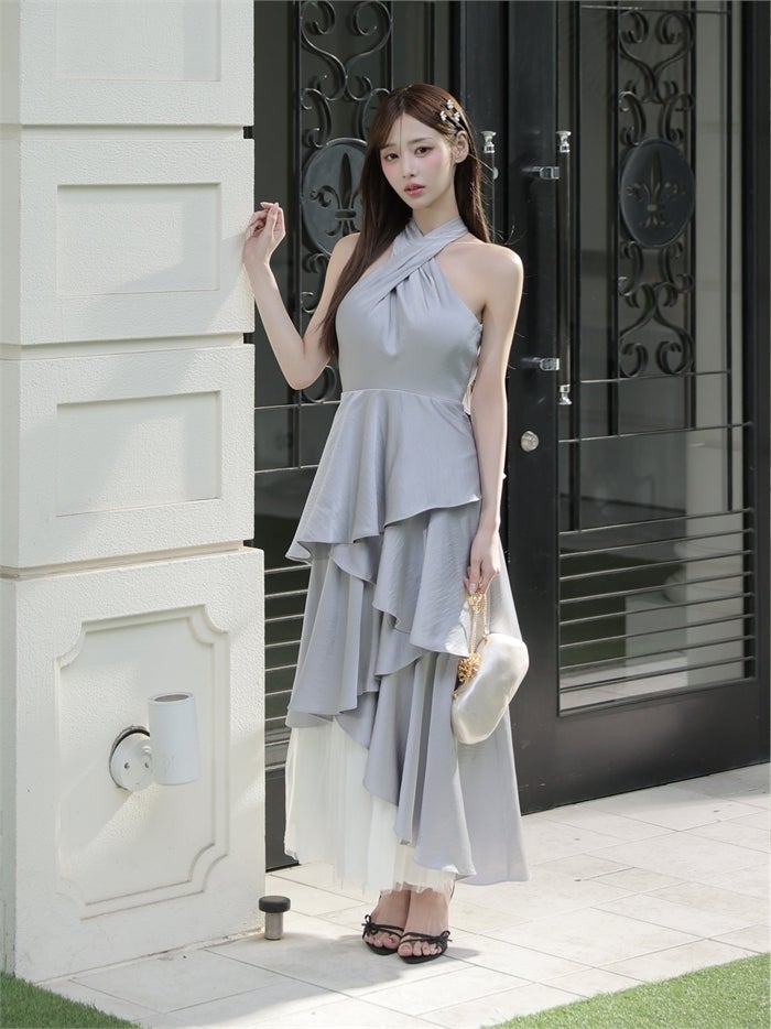 ROBE de FLEURS ローブドフルール 【りこちゃんコラボドレス】Divine flow halter long dress fm4234-c
