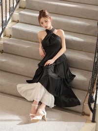 ROBE de FLEURS ローブドフルール 【りこちゃんコラボドレス】Divine flow halter long dress fm4234