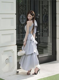 ROBE de FLEURS ローブドフルール 【りこちゃんコラボドレス】Divine flow halter long dress fm4234