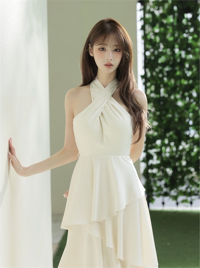 ROBE de FLEURS ローブドフルール 【りこちゃんコラボドレス】Divine flow halter long dress fm4234