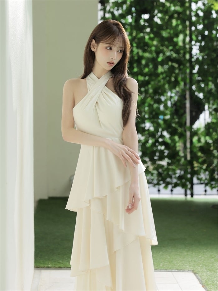 ROBE de FLEURS ローブドフルール 【りこちゃんコラボドレス】Divine flow halter long dress fm4234