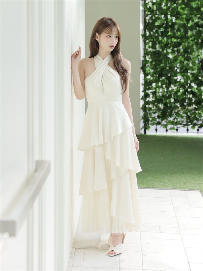 ROBE de FLEURS ローブドフルール 【りこちゃんコラボドレス】Divine flow halter long dress fm4234