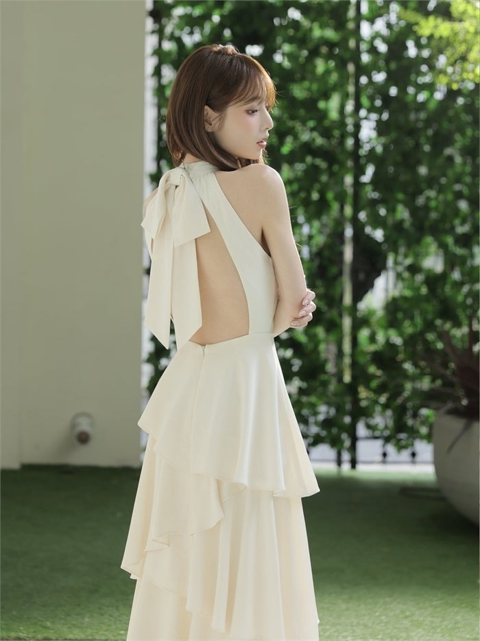 ROBE de FLEURS ローブドフルール 【りこちゃんコラボドレス】Divine flow halter long dress fm4234