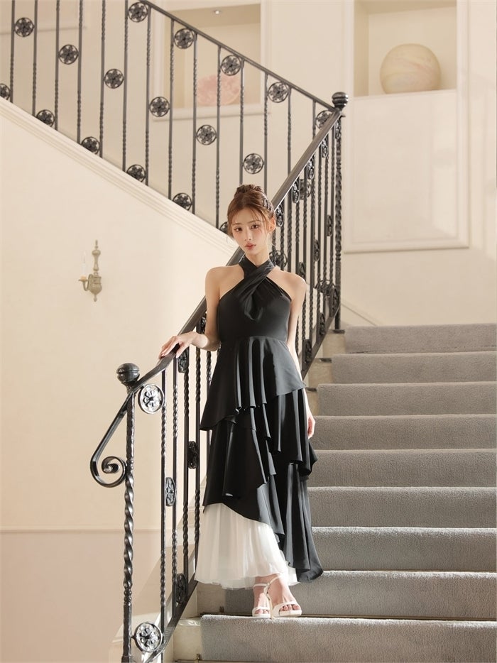 ROBE de FLEURS ローブドフルール 【りこちゃんコラボドレス】Divine flow halter long dress fm4234