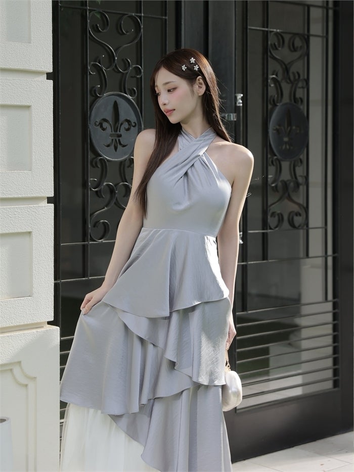 ROBE de FLEURS ローブドフルール 【りこちゃんコラボドレス】Divine flow halter long dress fm4234