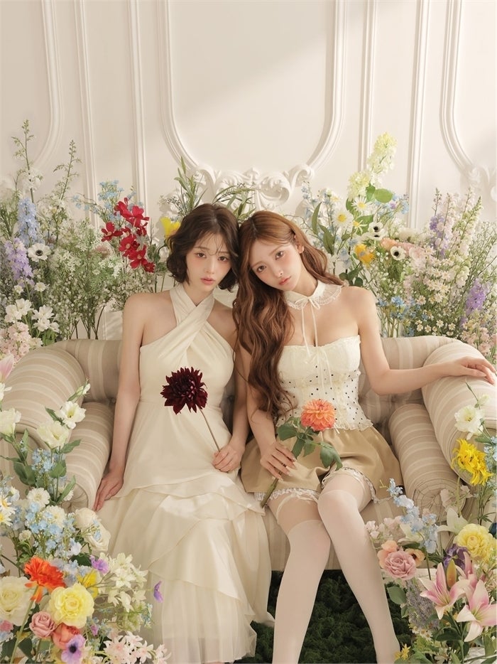 ROBE de FLEURS ローブドフルール 【りこちゃんコラボドレス】Divine flow halter long dress fm4234