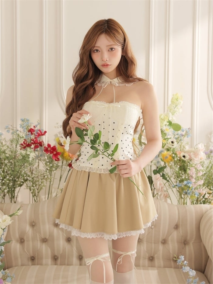ROBE de FLEURS ローブドフルール 【まみちゃんコラボドレス】 Ch?rie dot corset mini dress fm4235