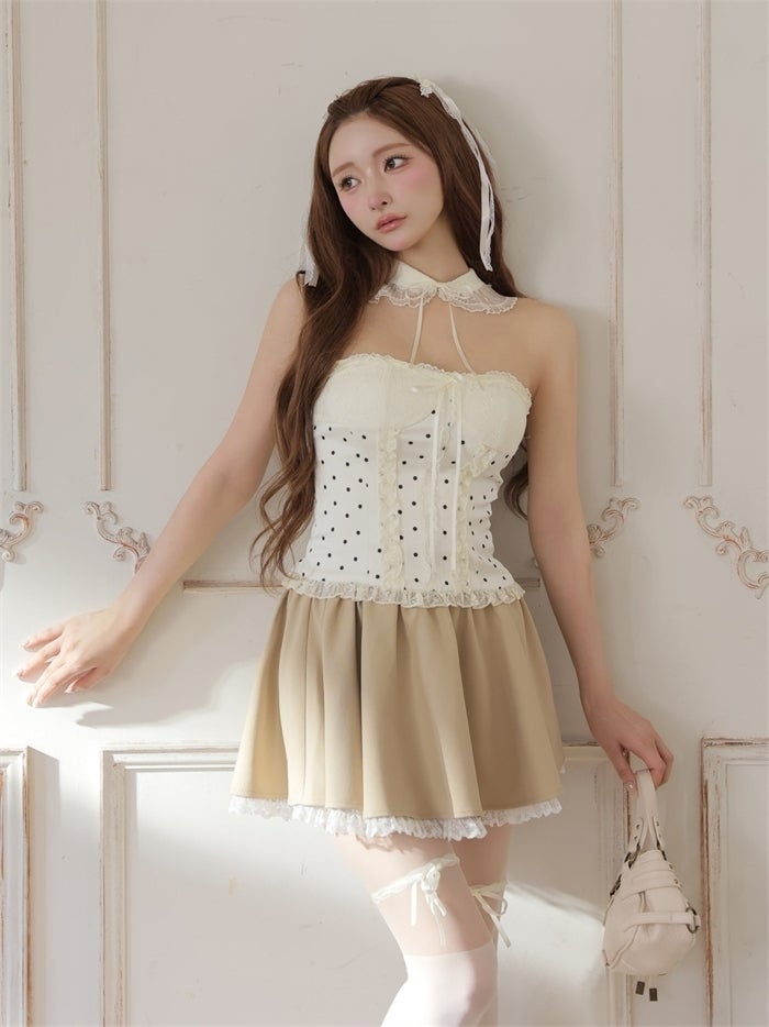 ROBE de FLEURS ローブドフルール 【まみちゃんコラボドレス】 Ch?rie dot corset mini dress fm4235