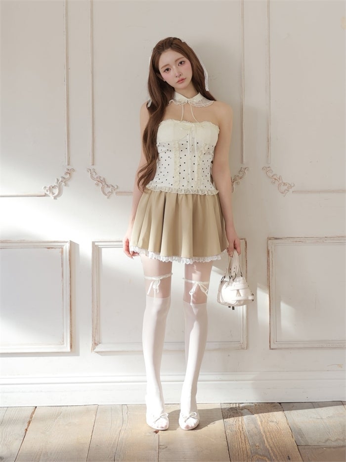 ROBE de FLEURS ローブドフルール 【まみちゃんコラボドレス】 Ch?rie dot corset mini dress fm4235
