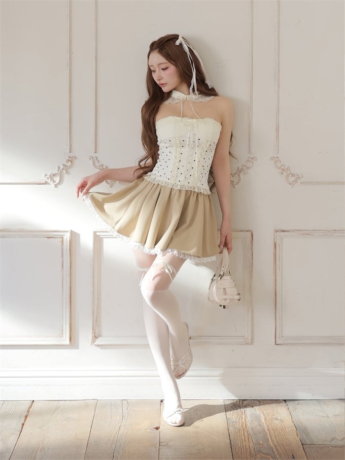ROBE de FLEURS ローブドフルール 【まみちゃんコラボドレス】 Ch?rie dot corset mini dress fm4235