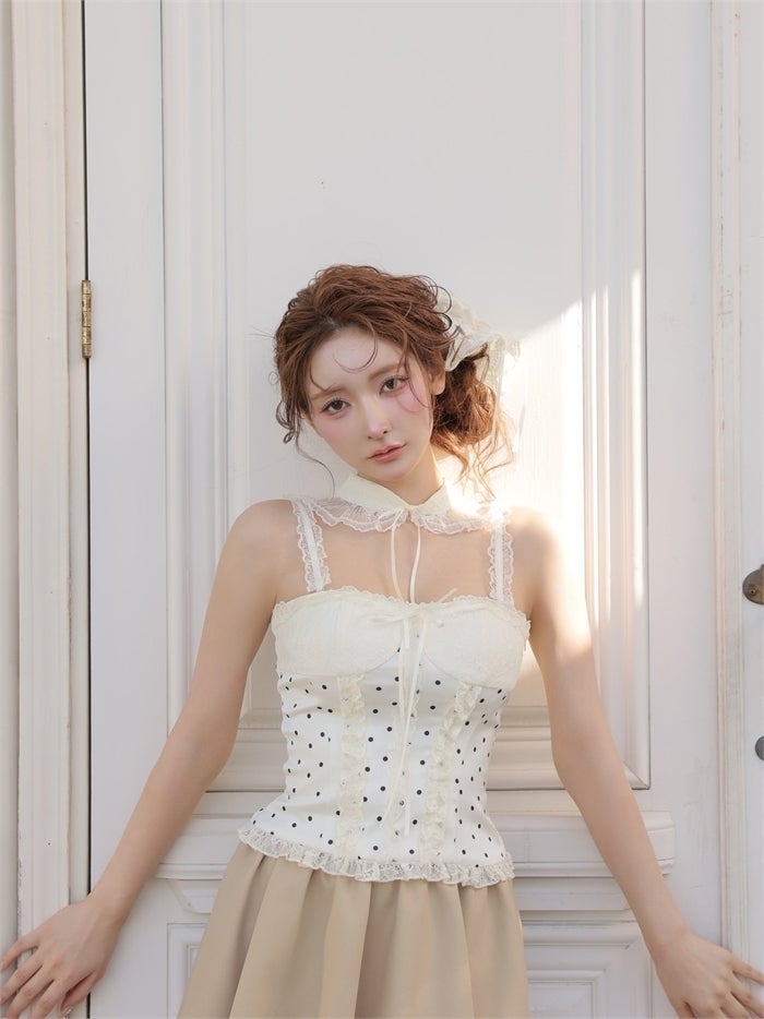 ROBE de FLEURS ローブドフルール 【まみちゃんコラボドレス】 Ch?rie dot corset mini dress fm4235