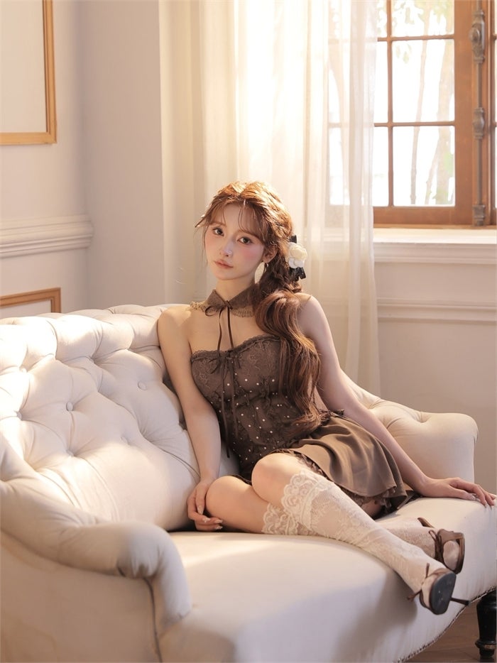 ROBE de FLEURS ローブドフルール 【まみちゃんコラボドレス】 Ch?rie dot corset mini dress fm4235