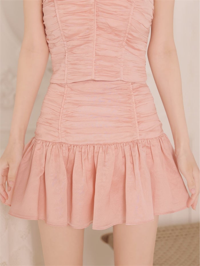 ROBE de FLEURS ローブドフルール 【XSサイズあり】ビッグリボンホルターネックシャーリングミニキャバドレス fm4693-c
