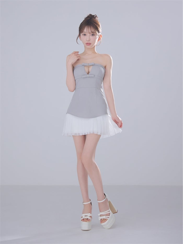 ROBE de FLEURS anier.ROBE ローブドフルール アニエルローブ 【XSサイズあり】 Twin Bow Layered Mini Dress（anier4090） fm-anier4090-c