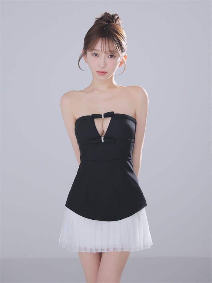ROBE de FLEURS anier.ROBE ローブドフルール アニエルローブ 【XSサイズあり】 Twin Bow Layered Mini Dress（anier4090） fm-anier4090-c