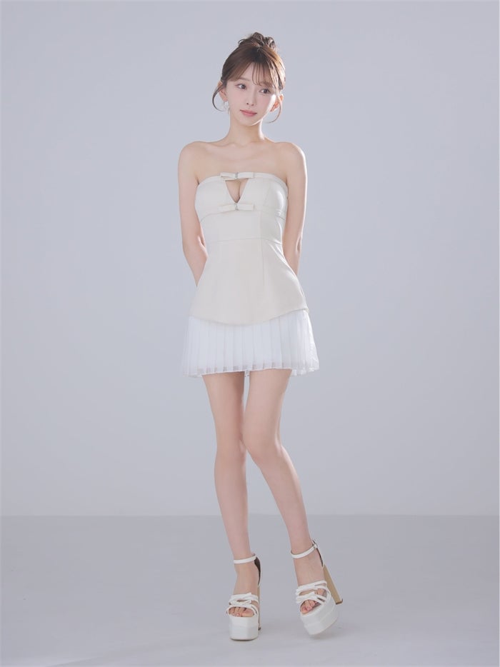 ROBE de FLEURS anier.ROBE ローブドフルール アニエルローブ 【XSサイズあり】 Twin Bow Layered Mini Dress（anier4090） fm-anier4090-c