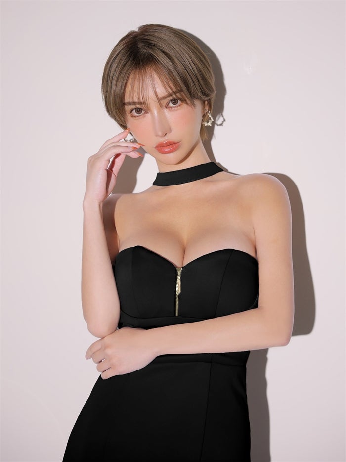 Glossy ローブドフルールグロッシー 【XS～Lサイズあり】チョーカーネックジップシアーマーメイドロングキャバドレス gl4668-c