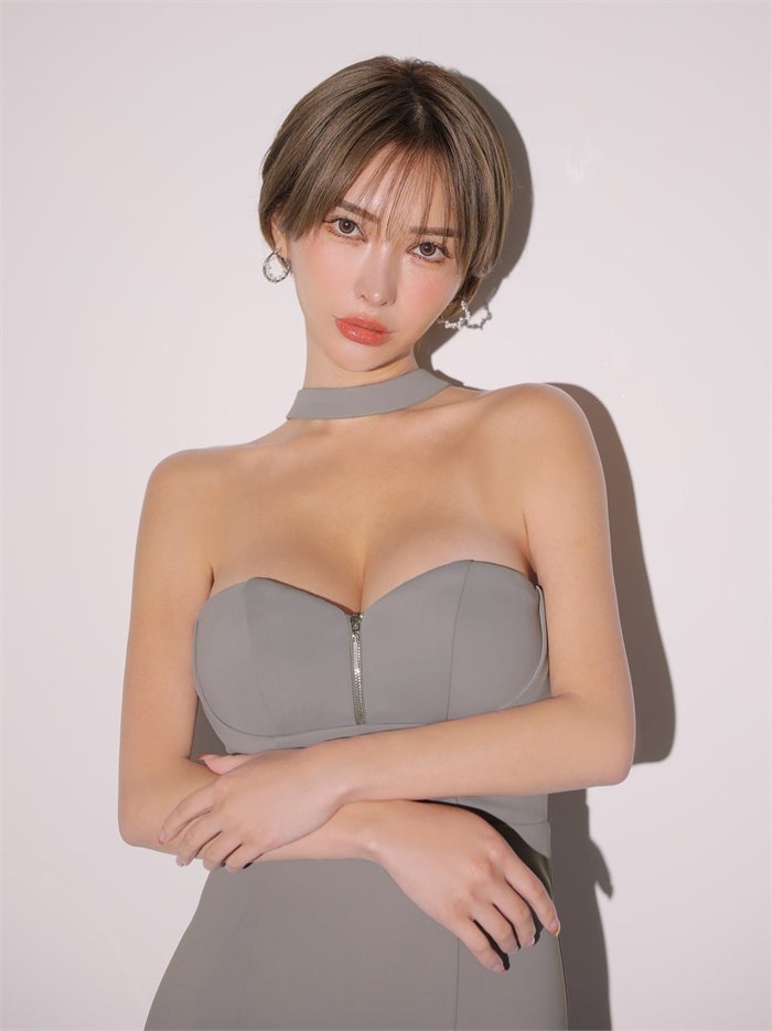 Glossy ローブドフルールグロッシー 【XS～Lサイズあり】チョーカーネックジップシアーマーメイドロングキャバドレス gl4668-c