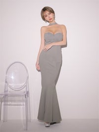 Glossy ローブドフルールグロッシー 【XS～Lサイズあり】チョーカーネックジップシアーマーメイドロングキャバドレス gl4668