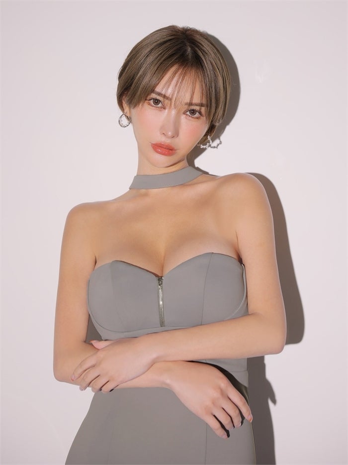 Glossy ローブドフルールグロッシー 【XS～Lサイズあり】チョーカーネックジップシアーマーメイドロングキャバドレス gl4668