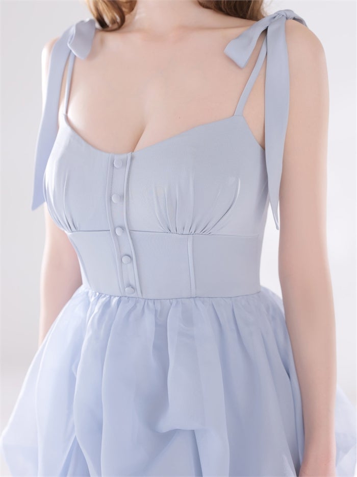 ROBE de FLEURS ローブドフルール 【XS～Lサイズあり】 ショルダーリボンバルーンフリルロングキャバドレス fm4687-c