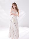 DEA. ディア バイ ローブドフルール 【XSサイズあり】花柄サテンレースラインフレアロングキャバドレス de4694-c