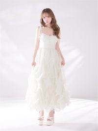 ROBE de FLEURS ローブドフルール 【XS～Lサイズあり】 ショルダーリボンバルーンフリルロングキャバドレス fm4687