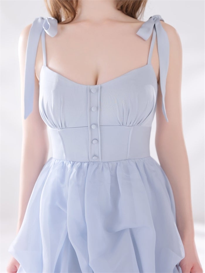 ROBE de FLEURS ローブドフルール 【XS～Lサイズあり】 ショルダーリボンバルーンフリルロングキャバドレス fm4687