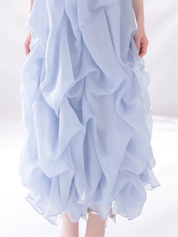 ROBE de FLEURS ローブドフルール 【XS～Lサイズあり】 ショルダーリボンバルーンフリルロングキャバドレス fm4687