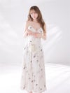 DEA. ディア バイ ローブドフルール 【XSサイズあり】花柄サテンレースラインフレアロングキャバドレス de4694