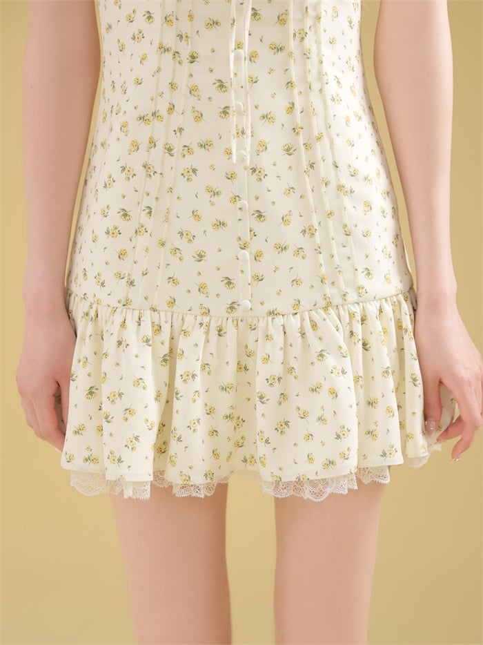 ROBE de FLEURS ローブドフルール 【XSサイズあり】 フローラルレースリボンミニキャバドレス fm5003