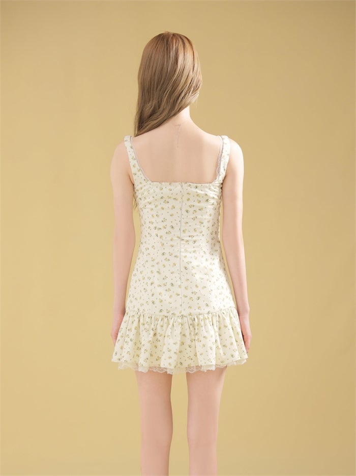 ROBE de FLEURS ローブドフルール 【XSサイズあり】 フローラルレースリボンミニキャバドレス fm5003