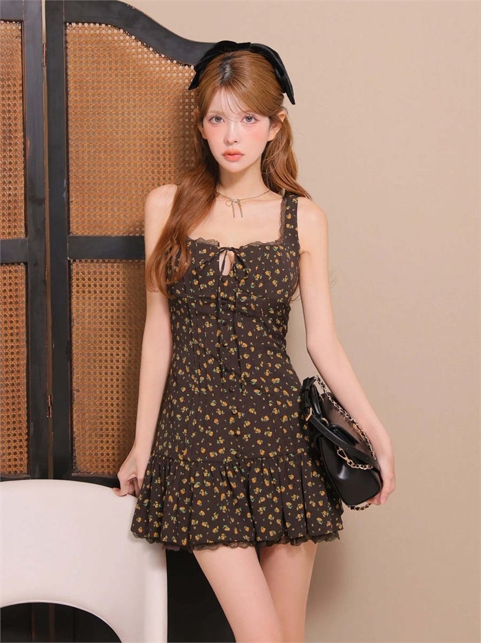 ROBE de FLEURS ローブドフルール 【XSサイズあり】 フローラルレースリボンミニキャバドレス fm5003