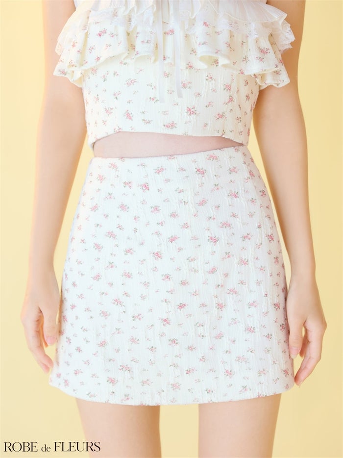 ROBE de FLEURS ローブドフルール フローラルレースフリルセットアップミニキャバドレス fm3495