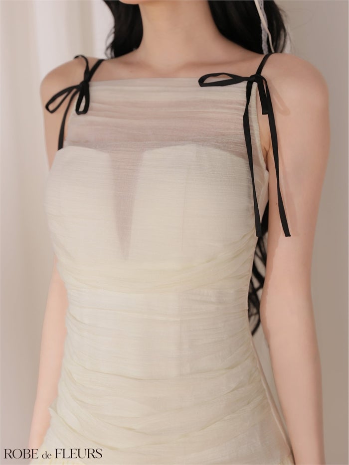 ROBE de FLEURS ローブドフルール 【XSサイズあり】ラメシフォンリボンキャミミニキャバドレス fm4917